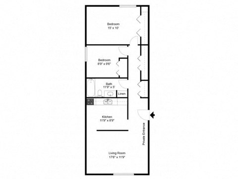 Taymil Yarmouth Pointe 2 Bedroom 1 Bathroom Floor Plan